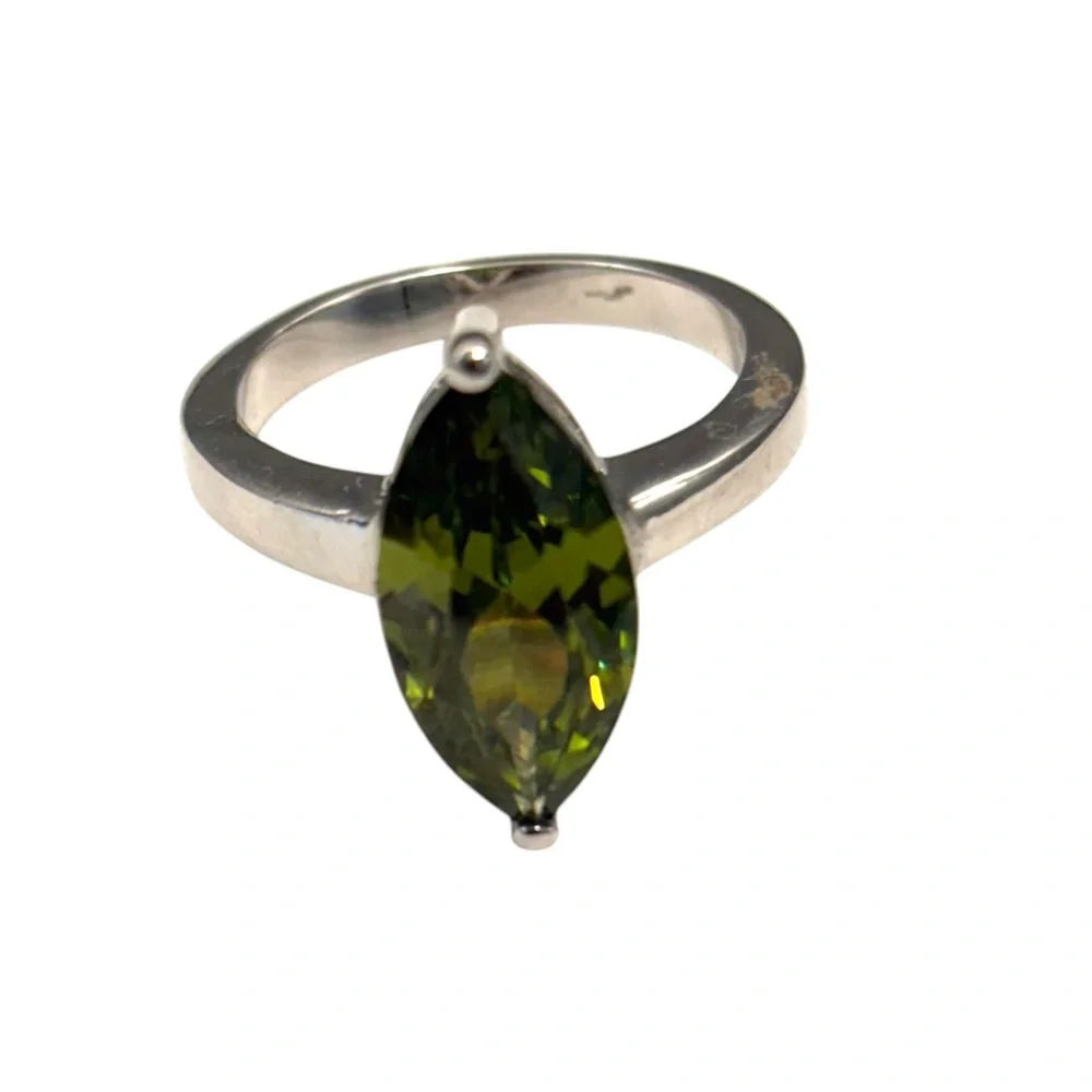 Lia Sophia Silver Green Marquise Ring